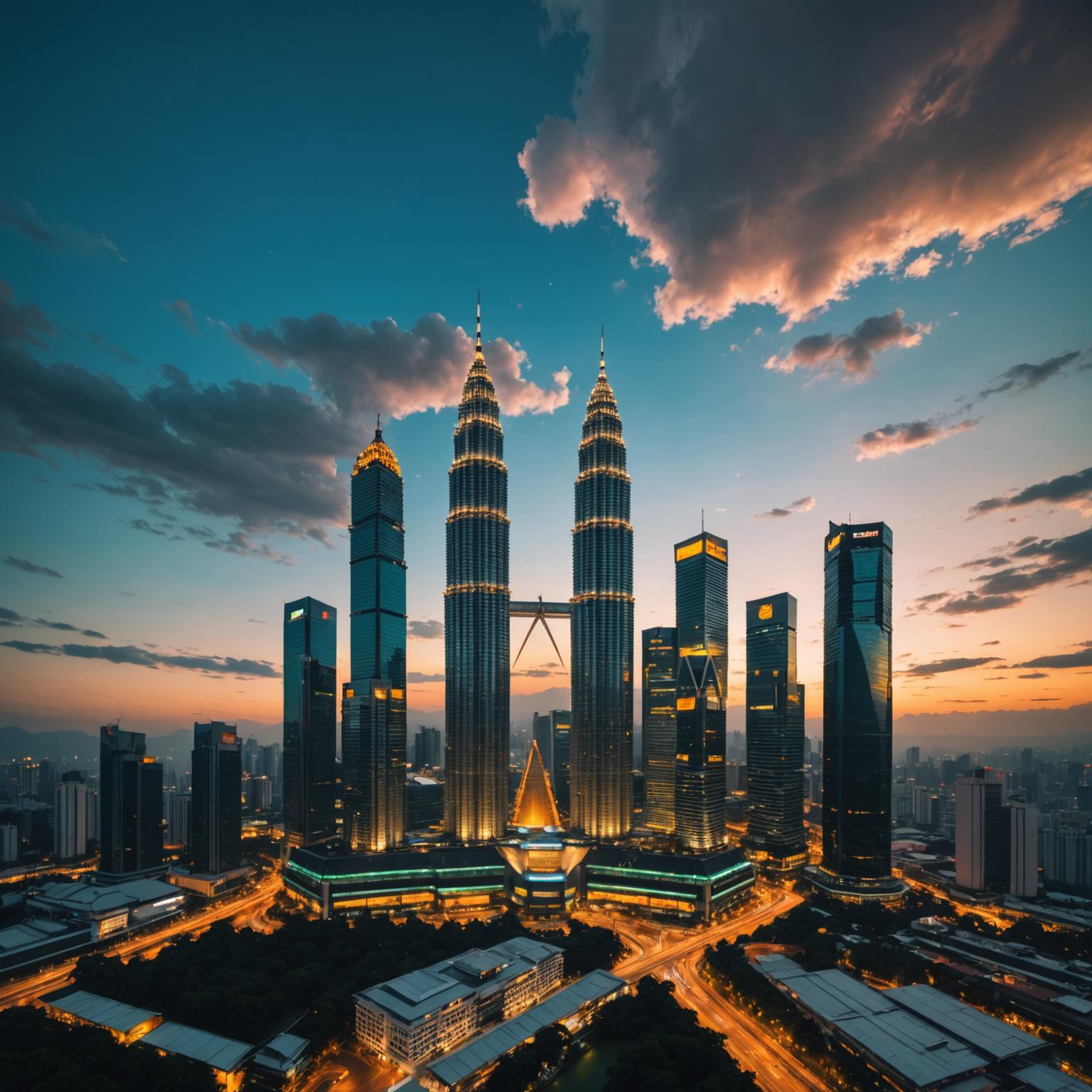 Panorama bandar Kuala Lumpur dengan pencakar langit kewangan